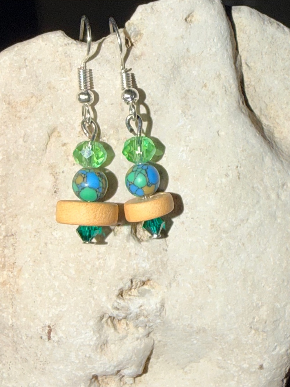 ✨Handmade✨ Green and Turquoise Bead Drop Earrings - Hypoallergenic